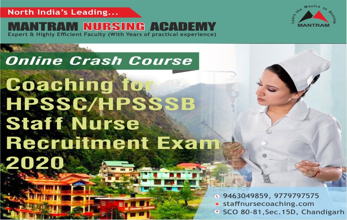 Online Crash Course, coaching for HPSSC-HPSSSB Staff Nurse Recruitment Exam-2020