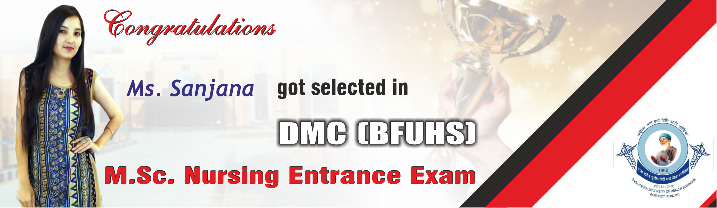 2-sanjana got selected in dmc (bfuhs) msc nursing entrance