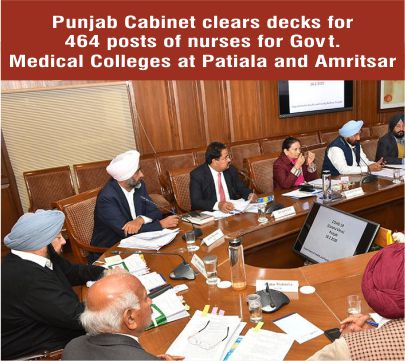 Punjab Cabinet Clears Decks for 464 Posts of Staff Nurses for Govt. Medical Colleges at Patiala and Amritsar