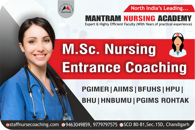 Online MSc Nursing Entrance Coaching in Chandigarh, Punjab, Haryana and Himachal