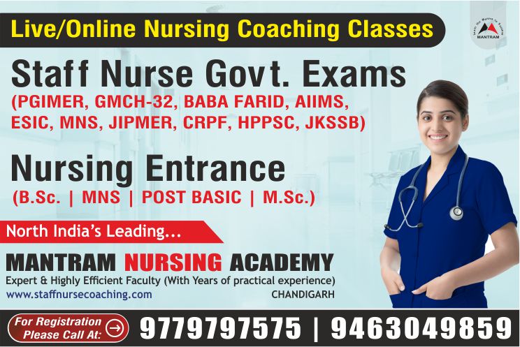 live online nursing coaching classes in chandigarh by Mantram Nursing Academy